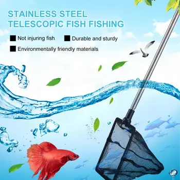 Din Oțel inoxidabil Plasă de Pescuit Reziduuri Alimentare Remover pentru Rezervoarele de Pește Durabile din Oțel Inoxidabil Mâner Retractabil pentru Acasă pentru Pește