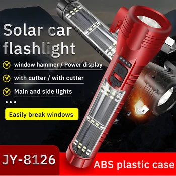 USB Reîncărcabilă Lanterna LED-uri 9 in 1 Multifunctional Ciocan de Siguranță Lanterna Power Bank Magnet Instrument de Supraviețuire în aer liber Lumina Solară