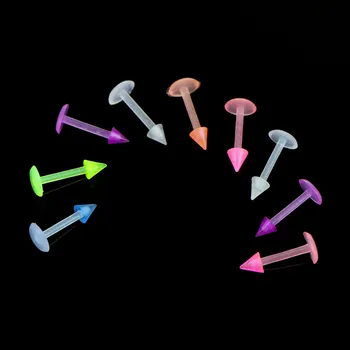 WKOUD 10 Buc/lot Acrilice Buze Unghii Cercei Piercing Culori Amestecate Set de Buze Cartilajului Urechii Piercing Bijuterii Glow Pentru Femei